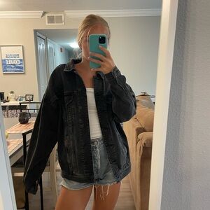 American Eagle Oversized Black Denim Jacket